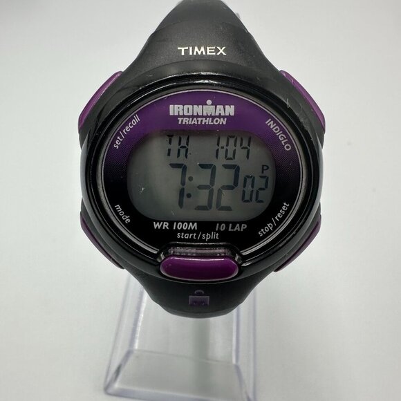 3/$30 Timex Ironman Triathlon Digital Watch Women Black Purple Water Resistant - Picture 1 of 15